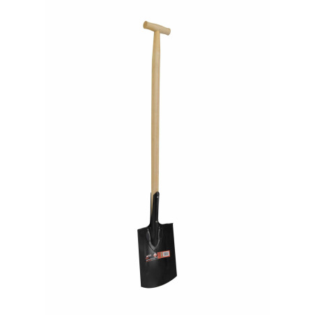 STEEL GARDEN SPADE WITH WOODEN SHAFT & T-GRIP 24x28cm