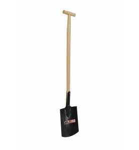 STEEL GARDEN SPADE WITH WOODEN SHAFT & T-GRIP 24x28cm