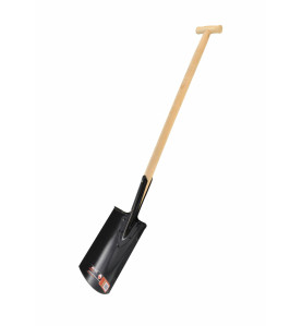 STEEL GARDEN SPADE WITH WOODEN SHAFT & T-GRIP 24x28cm
