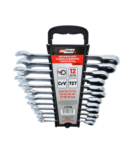 REVERSIBLE COMBINATION RATCHET SPANNER SET 12pcs 8-19mm