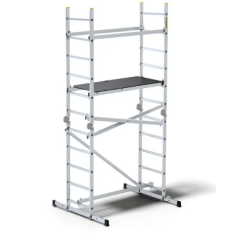 ROLLING ARTICULATED SCAFFOLD LADDER 2x10 RUNG 150kg w/ PLATFORM
