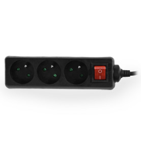 MULTI-SOCKET HOUSEHOLD EXTENSION 3-WAY*1,5m+E+P.SWITCH BLACK
