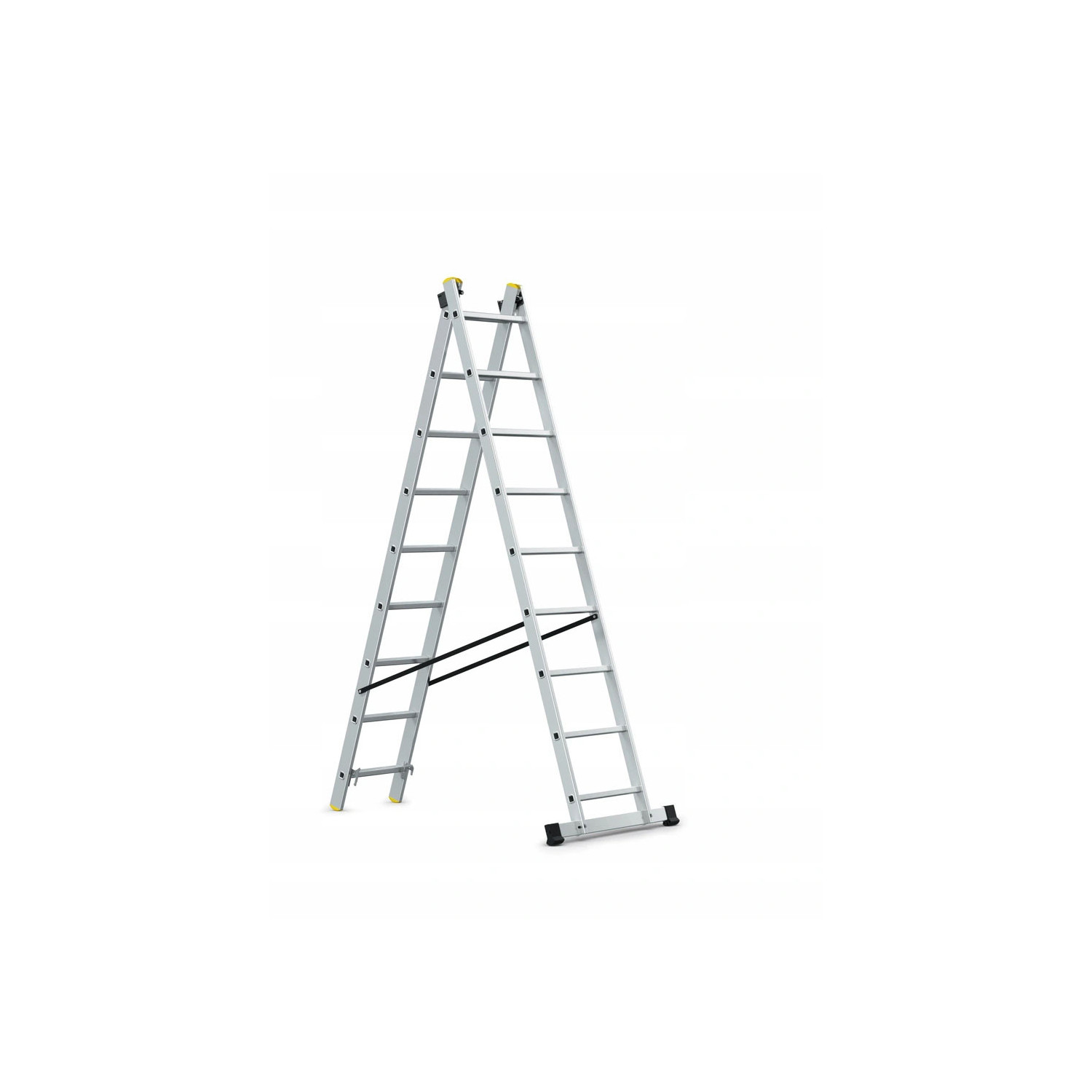 DRABINA ALUMINIOWA 2x9 150KG WIELOFUNKCYJNA 2-CZĘŚCIOWA