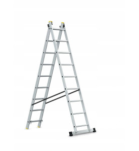 DRABINA ALUMINIOWA 2x9 150KG WIELOFUNKCYJNA 2-CZĘŚCIOWA