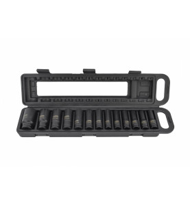 1/2" DRIVE DEEP IMPACT SOCKET SET 10-32mm 13pcs BLACK LINE