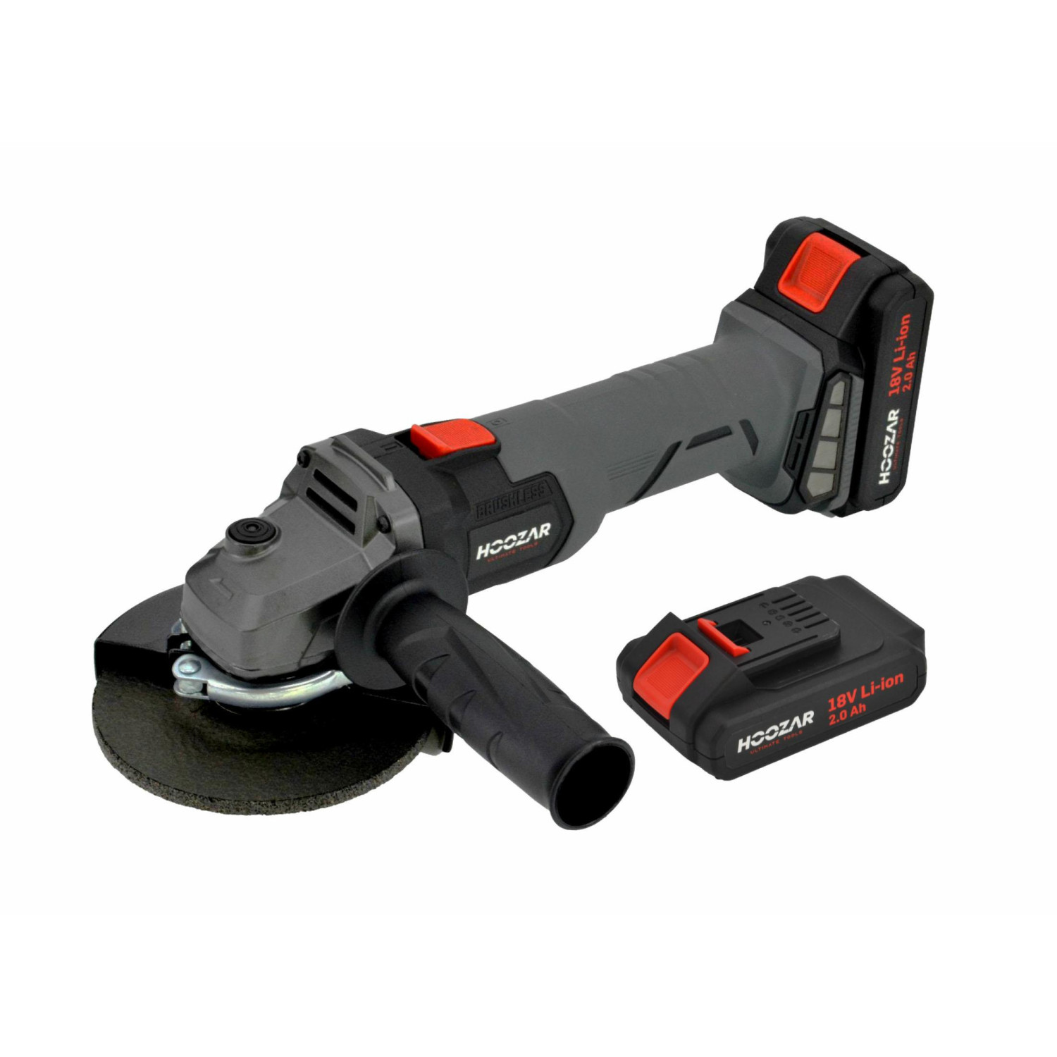 HOOZAR BRUSHLESS CORDLESS ANGLE GRINDER 125mm 18V 2x2.0Ah AG10BL