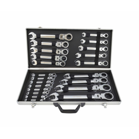 FLEX-HEAD COMBINATION RATCHET SPANNER SET 22pcs 6-32mm CASE