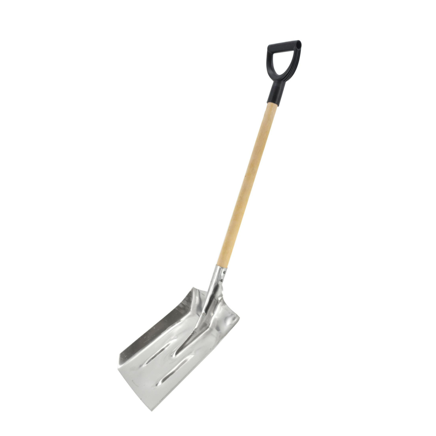 ALU GRAIN SHOVEL WITH WOODEN SHAFT & D-GRIP 28x38cm