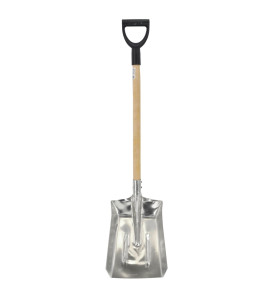 ALU GRAIN SHOVEL WITH WOODEN SHAFT & D-GRIP 28x38cm