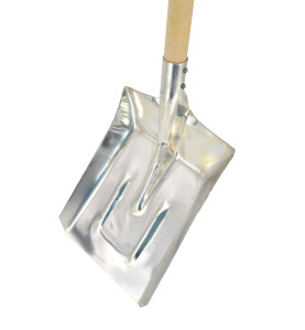 ALU GRAIN SHOVEL WITH WOODEN SHAFT & D-GRIP 28x38cm
