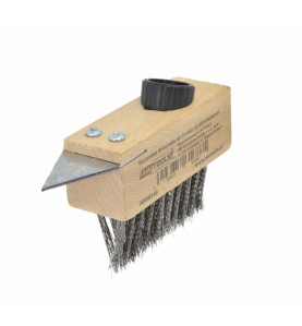 STEEL WIRE BRUSH HEAD w/ SCRAPER