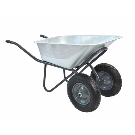 GARDEN 2-WHEELED GALVANISED REINFORCED WHEELBARROW 100L