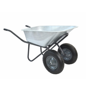 GARDEN 2-WHEELED GALVANISED REINFORCED WHEELBARROW 100L