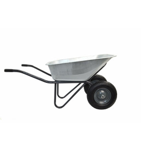 GARDEN 2-WHEELED GALVANISED REINFORCED WHEELBARROW 100L