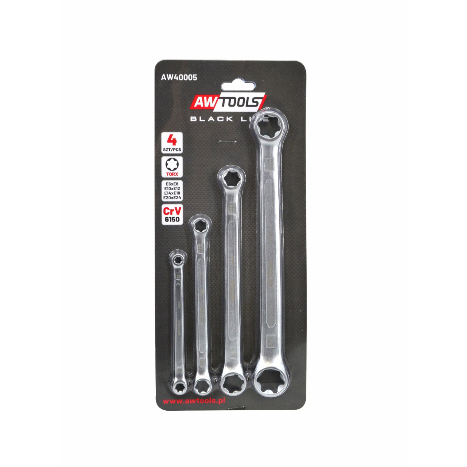 KLUCZ OCZKOWY TORX E6-E24 - 4 CZĘŚCI BLACK LINE