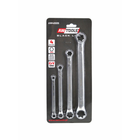 AWTOOLS KLUCZ OCZKOWY TORX E6-E24 - 4 CZĘŚCI BLACK LINE