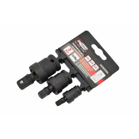 IMPACT SWIVEL SOCKET SET 3pcs 1/2" 3/8" 1/4" BLACK LINE