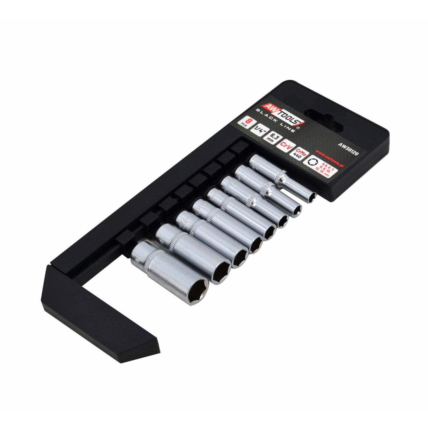 1/4" HEX DEEP SOCKET SET 8pcs BLACK LINE