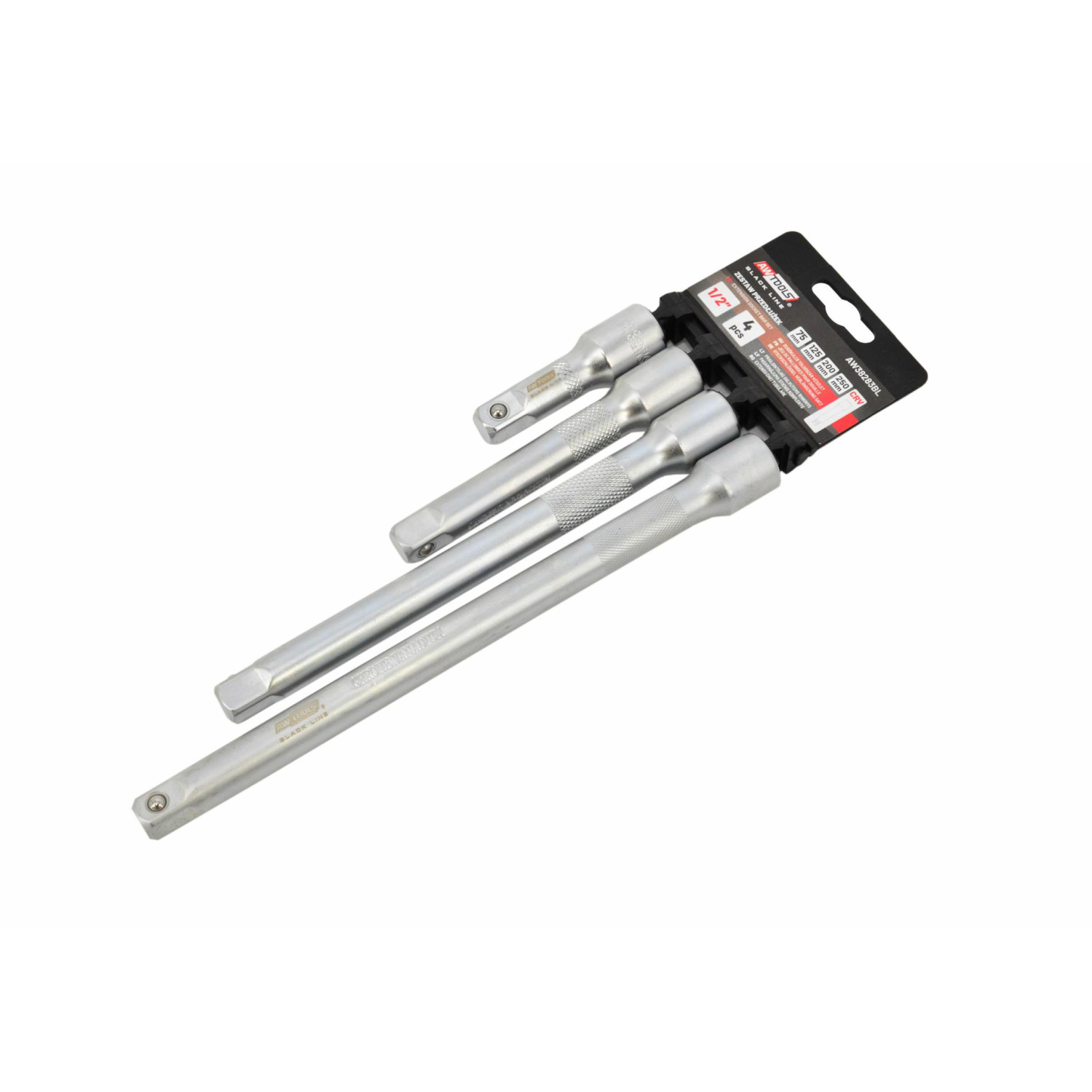 ZESTAW PRZEDŁUŻEK 1/2" 4cz. 75mm, 125mm, 200mm, 250mm BLACK LINE