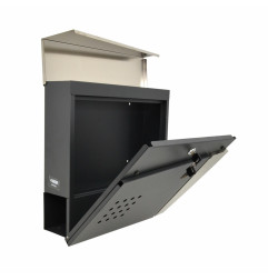 ANTHRACITE/ SILVER METAL MODERN MAILBOX 51/ 370x370x105mm