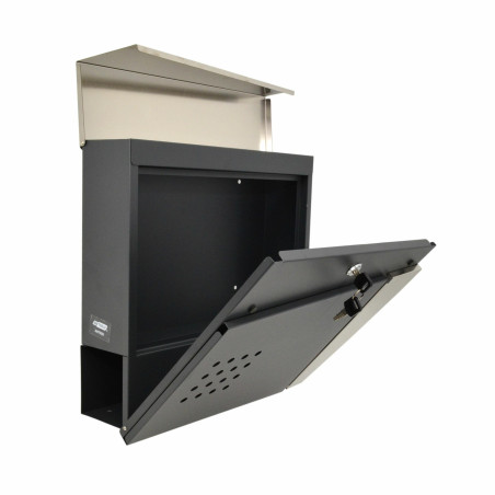 ANTHRACITE/ SILVER METAL MODERN MAILBOX 51/ 370x370x105mm