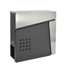 ANTHRACITE/ SILVER METAL MODERN MAILBOX 51/ 370x370x105mm
