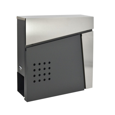 ANTHRACITE/ SILVER METAL MODERN MAILBOX 51/ 370x370x105mm