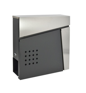ANTHRACITE/ SILVER METAL MODERN MAILBOX 51/ 370x370x105mm