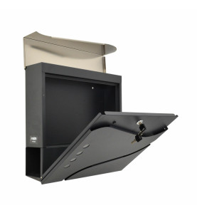 ANTHRACITE/ SILVER METAL MODERN MAILBOX 53/ 370x370x105mm