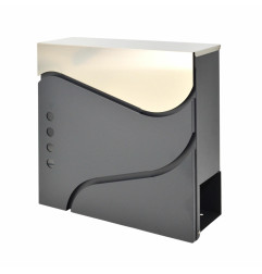 ANTHRACITE/ SILVER METAL MODERN MAILBOX 53/ 370x370x105mm
