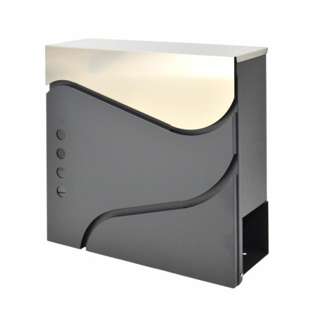 ANTHRACITE/ SILVER METAL MODERN MAILBOX 53/ 370x370x105mm