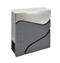 ANTHRACITE/ SILVER METAL MODERN MAILBOX 53/ 370x370x105mm
