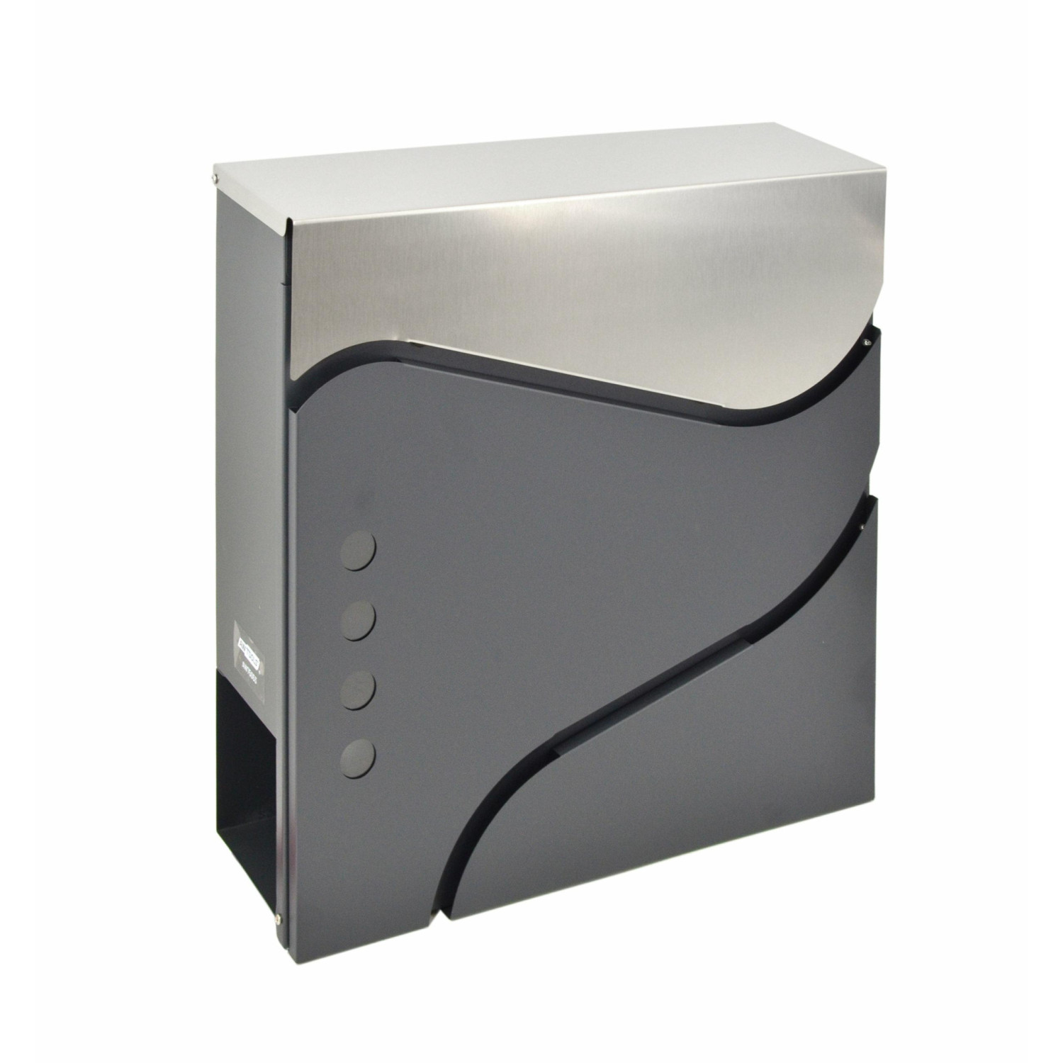 ANTHRACITE/ SILVER METAL MODERN MAILBOX 53/ 370x370x105mm