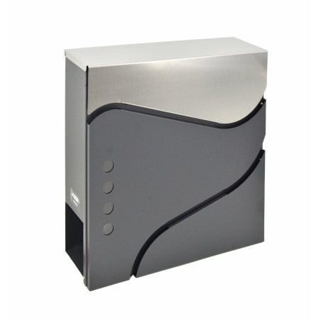 ANTHRACITE/ SILVER METAL MODERN MAILBOX 53/ 370x370x105mm