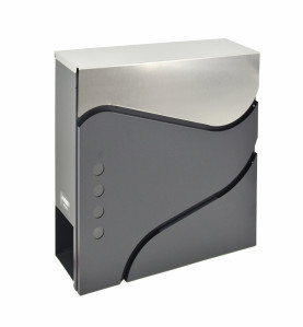 ANTHRACITE/ SILVER METAL MODERN MAILBOX 53/ 370x370x105mm