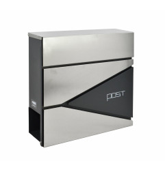 ANTHRACITE/ SILVER METAL MODERN MAILBOX 55/ 370x370x105mm