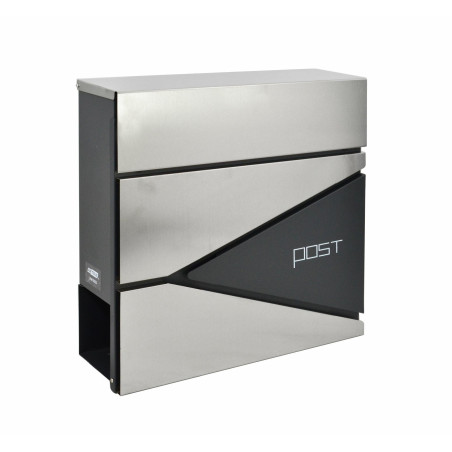 ANTHRACITE/ SILVER METAL MODERN MAILBOX 55/ 370x370x105mm