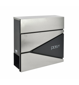 ANTHRACITE/ SILVER METAL MODERN MAILBOX 55/ 370x370x105mm