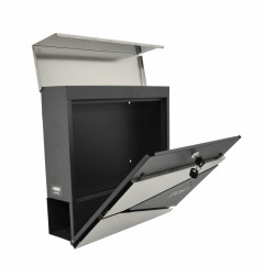 ANTHRACITE/ SILVER METAL MODERN MAILBOX 55/ 370x370x105mm