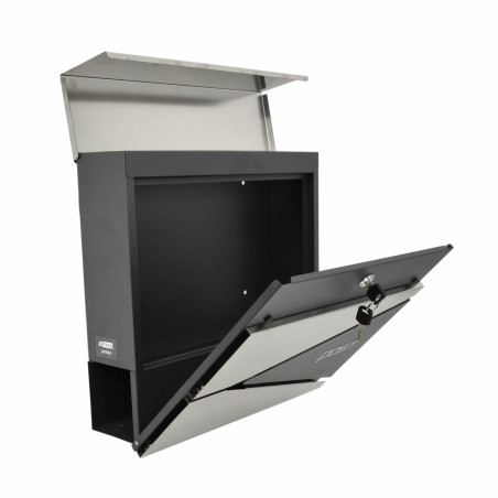 ANTHRACITE/ SILVER METAL MODERN MAILBOX 55/ 370x370x105mm