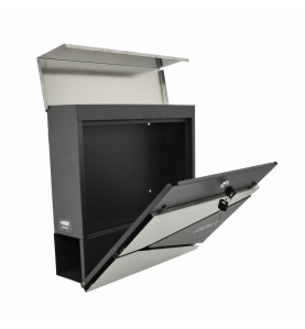 ANTHRACITE/ SILVER METAL MODERN MAILBOX 55/ 370x370x105mm