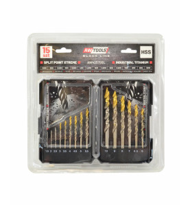 HSS-TiN M2 SPLIT POINT XTREME METAL TWIST DRILL BIT 15pcs /1.5-10mm/ BLACK LINE