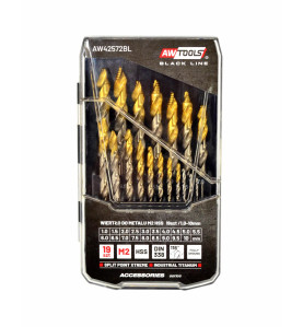HSS-TiN M2 SPLIT POINT XTREME METAL TWIST DRILL BIT 15pcs /1.0-10mm/ BLACK LINE