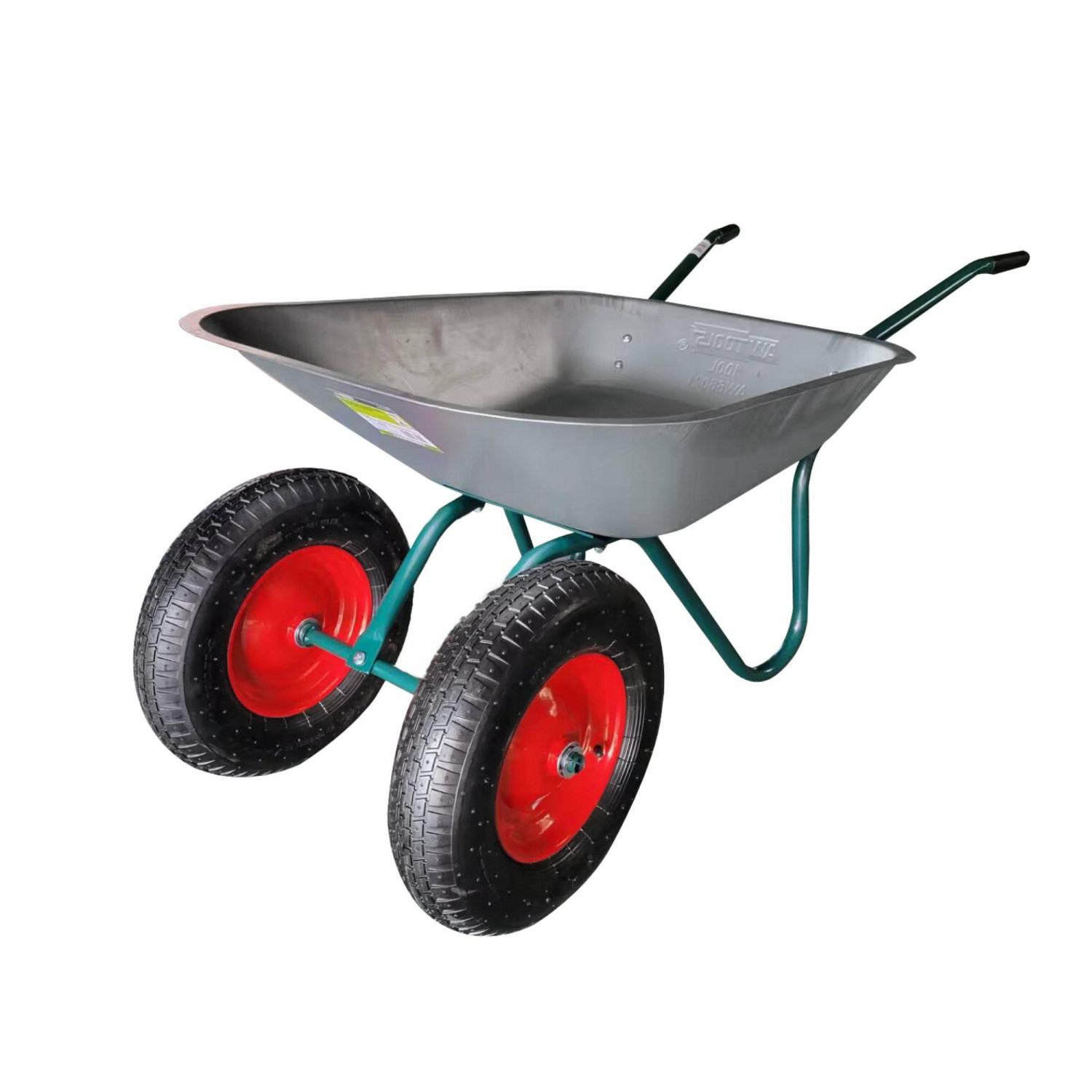 GARDEN 2-WHEELED GALVANISED WHEELBARROW 100L