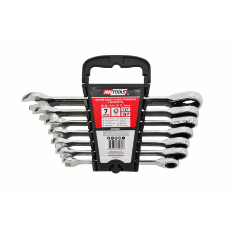 KLUCZE PŁASKO-OCZKOWE Z GRZECHOTKĄ KOMPLET 6 szt. 8-19mm Z PRZEŁĄCZNIKIEM