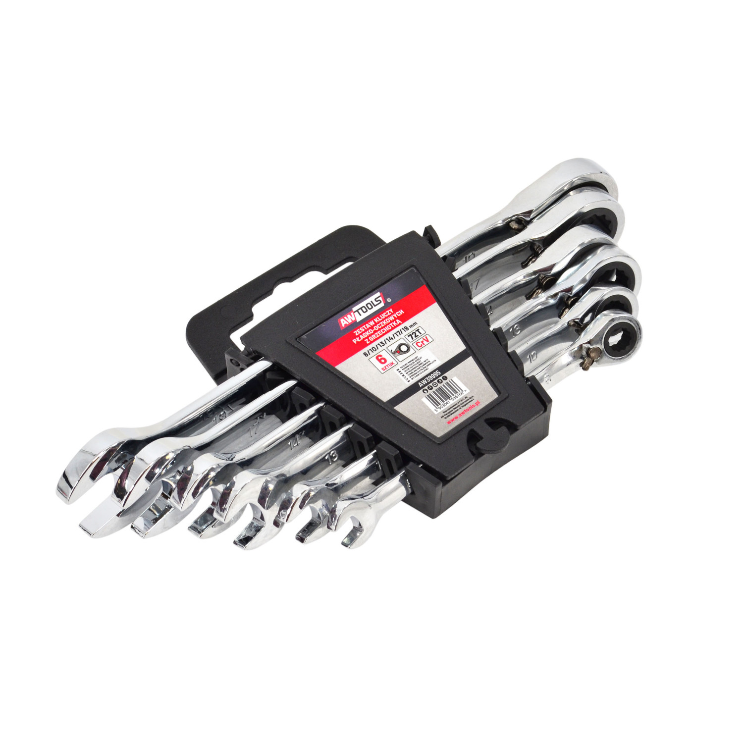 REVERSIBLE COMBINATION RATCHET SPANNER SET 6pcs 8-19mm
