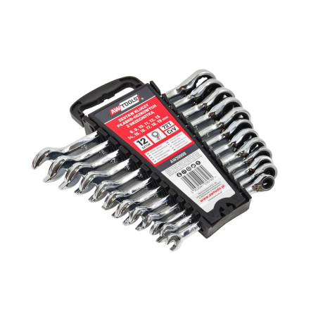REVERSIBLE COMBINATION RATCHET SPANNER SET 12pcs 8-19mm