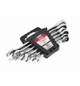 KLUCZE PŁASKO-OCZKOWE Z GRZECHOTKĄ KOMPLET 6 szt. 8-19mm Z PRZEŁĄCZNIKIEM