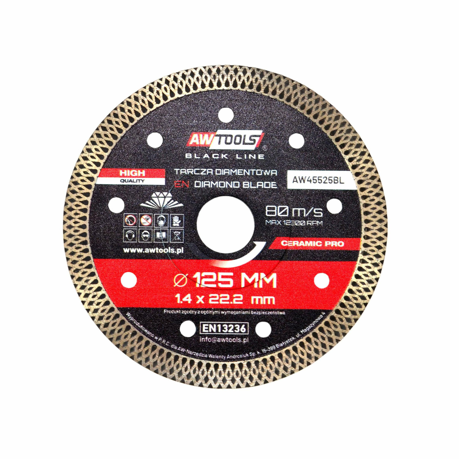 TARCZA DIAMENTOWA PEŁNA DO GRESU 125x22,2 / CERAMIC PRO BLACK LINE