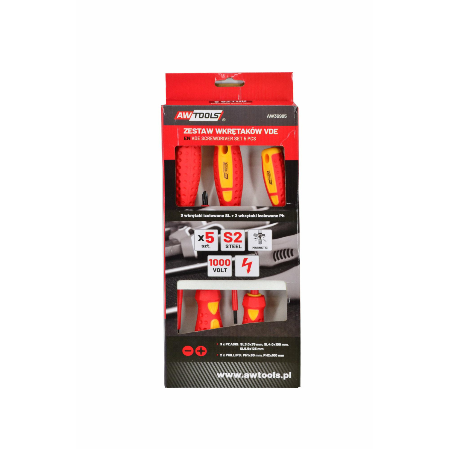 ZESTAW WKRĘTAKÓW IZOLOWANYCH VDE S2 / 5szt. ZESTAW WKRĘTAKÓW IZOLOWANYCH VDE S2 / 5szt.
